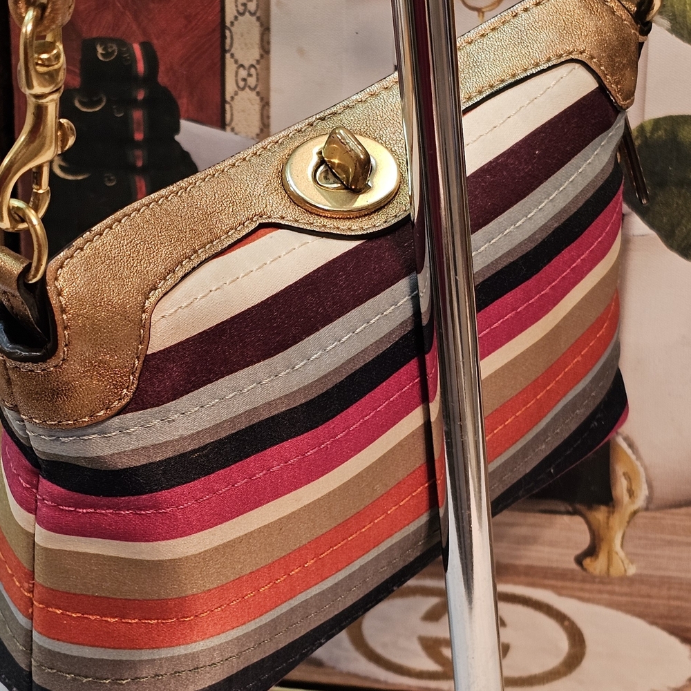 Coach Legacy Multicolor Satin Striped Women's Mini Bag/Wrislet - Picture 10 of 16
